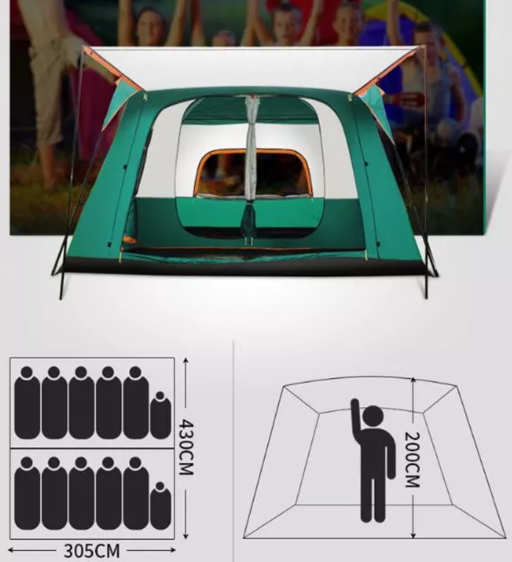 אוהל קמפינג גדול ל-8 אנשים